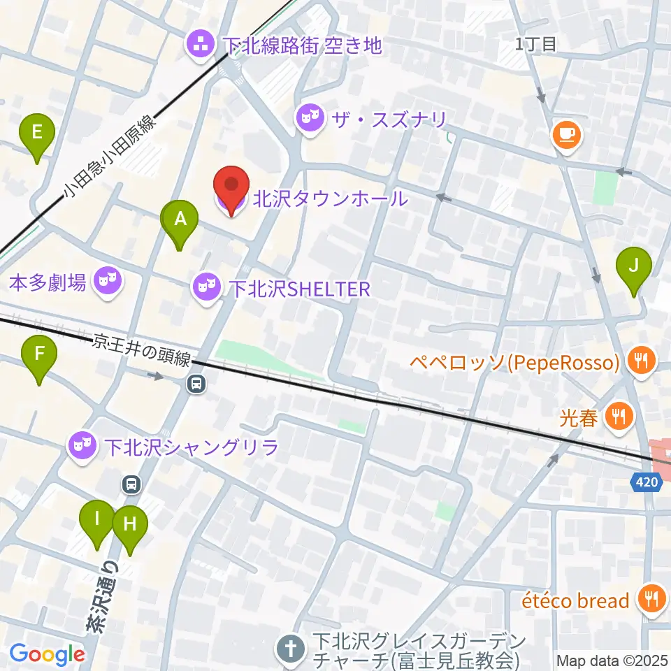 北沢タウンホール周辺のホテル一覧地図
