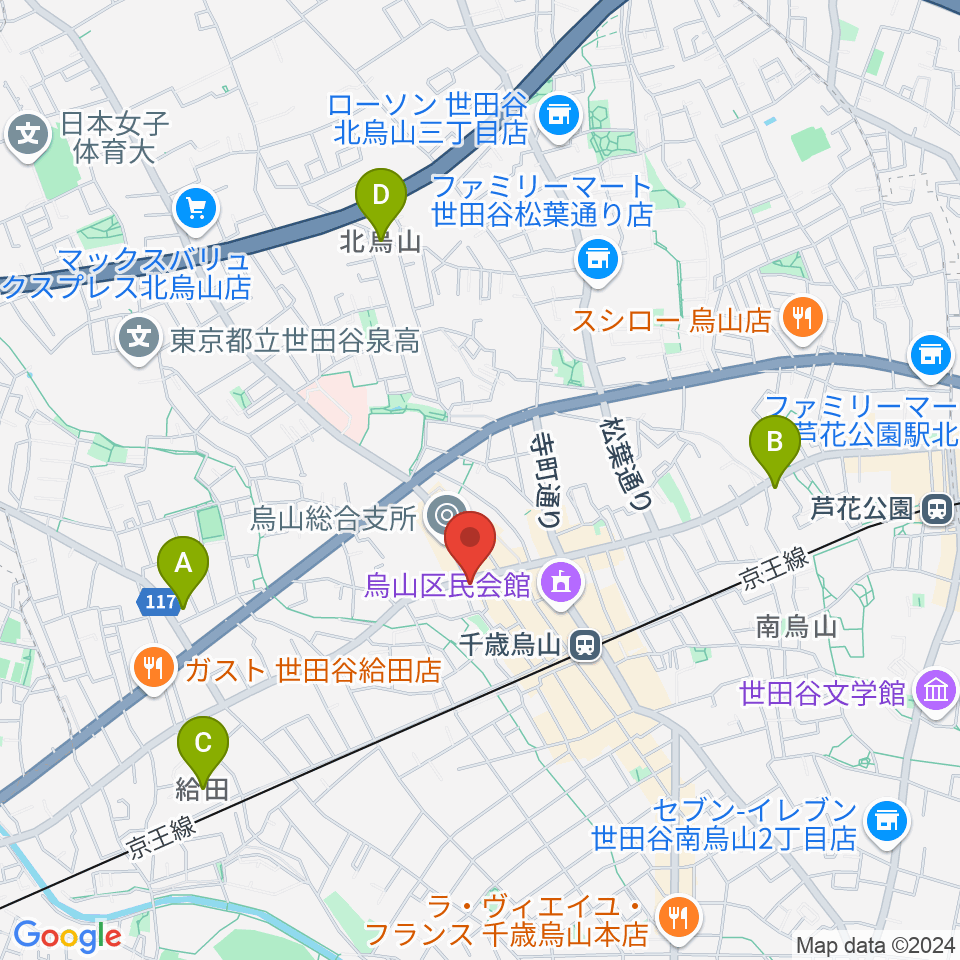 千歳烏山TUBO周辺のホテル一覧地図