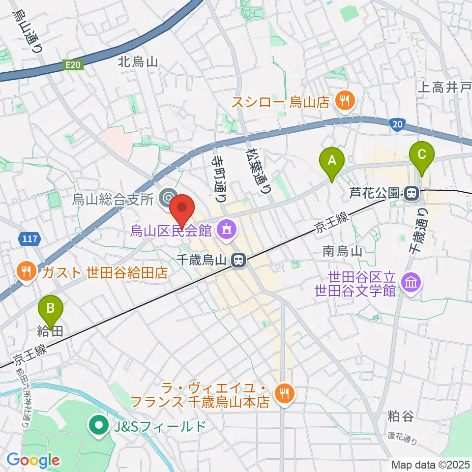 千歳烏山TUBO周辺のホテル一覧地図