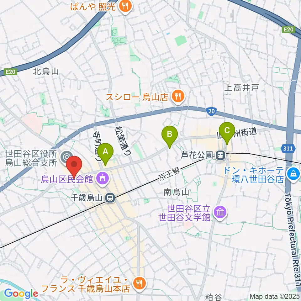 千歳烏山TUBO周辺のホテル一覧地図