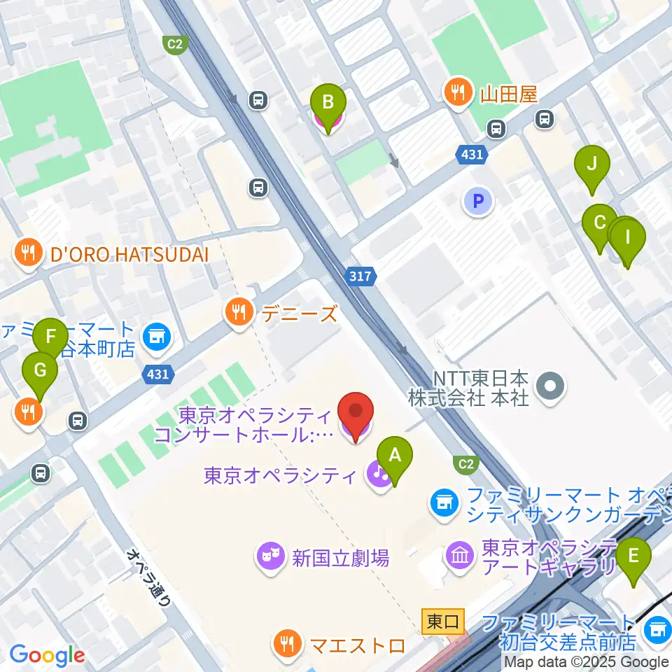 東京オペラシティ周辺のホテル一覧地図