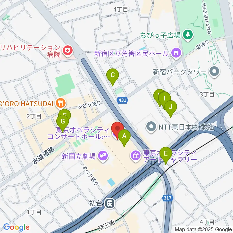 東京オペラシティ周辺のホテル一覧地図