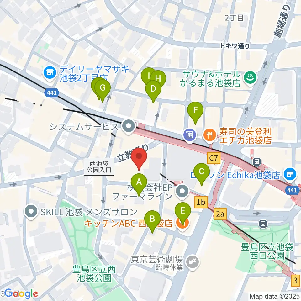 池袋フラットファイブ周辺のホテル一覧地図