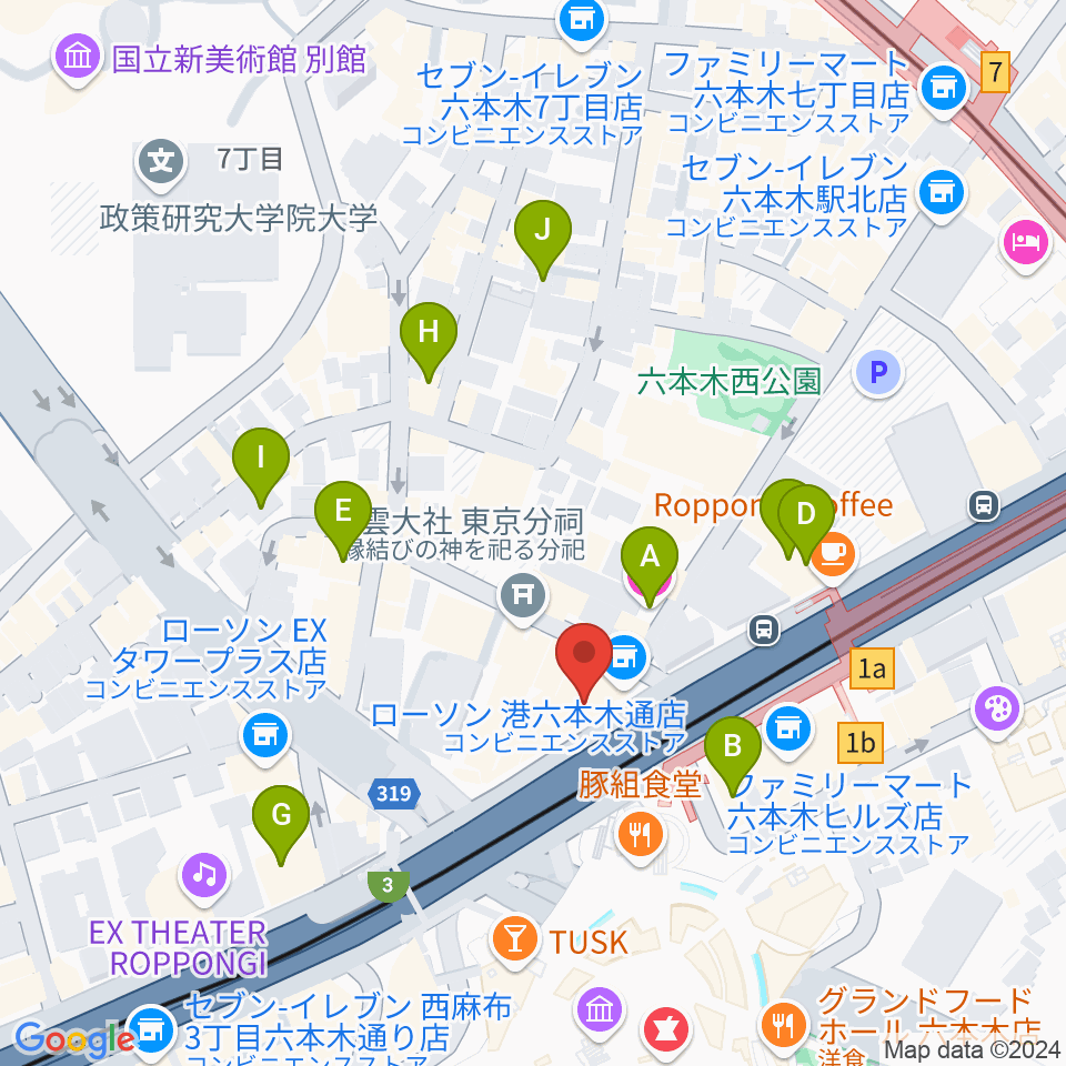 六本木マイスコッチ周辺のホテル一覧地図