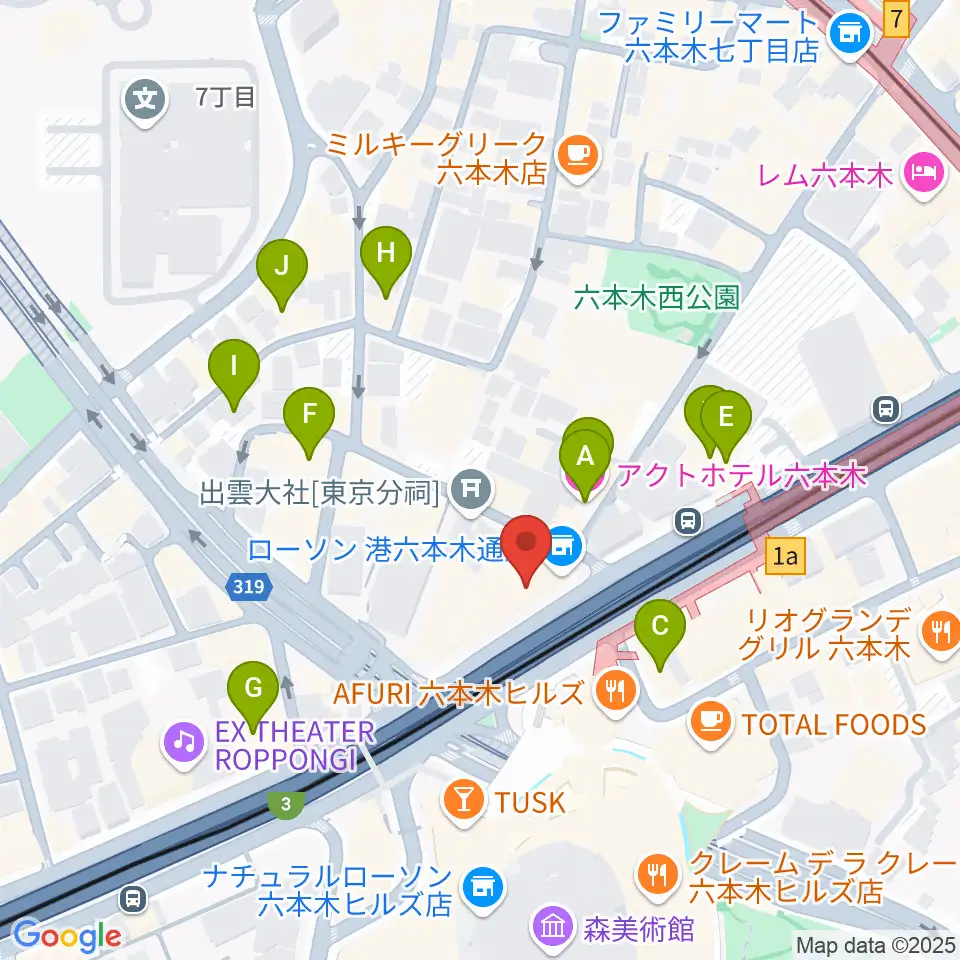六本木マイスコッチ周辺のホテル一覧地図