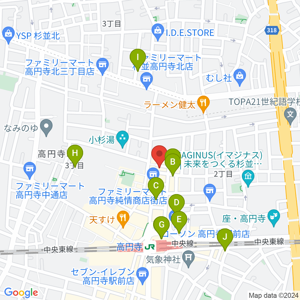 高円寺ムーンストンプ周辺のホテル一覧地図