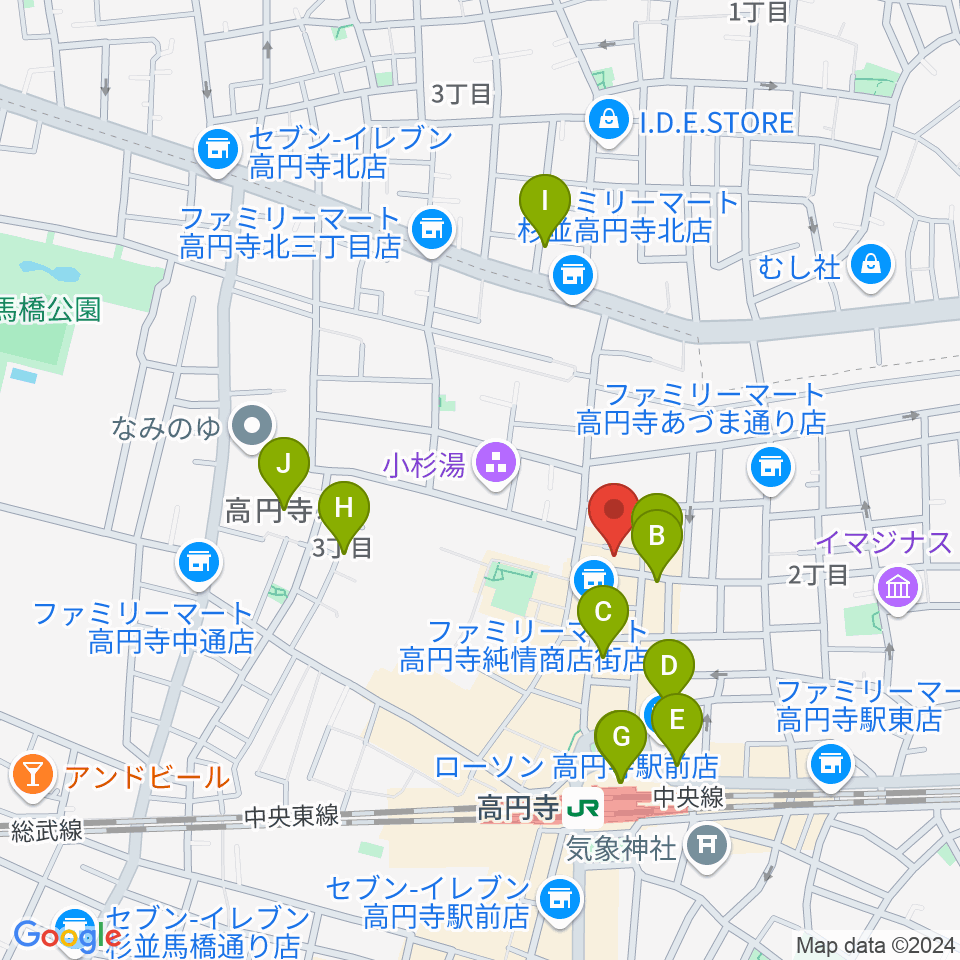 高円寺ムーンストンプ周辺のホテル一覧地図