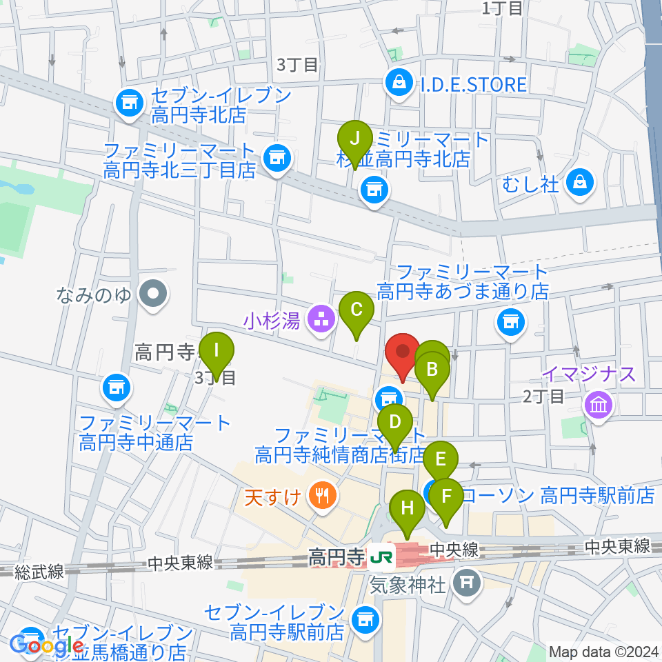 高円寺ムーンストンプ周辺のホテル一覧地図