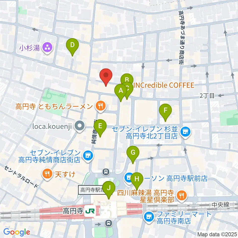 高円寺ムーンストンプ周辺のホテル一覧地図