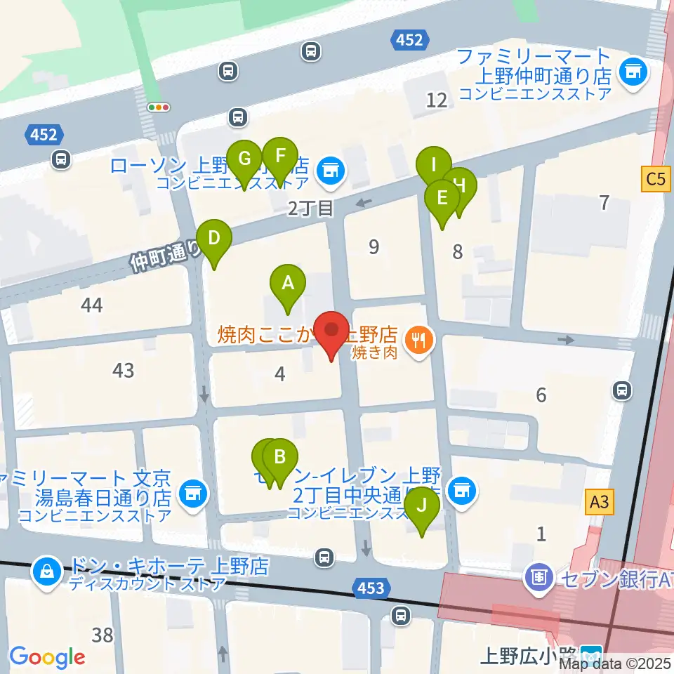 上野アリエス周辺のホテル一覧地図
