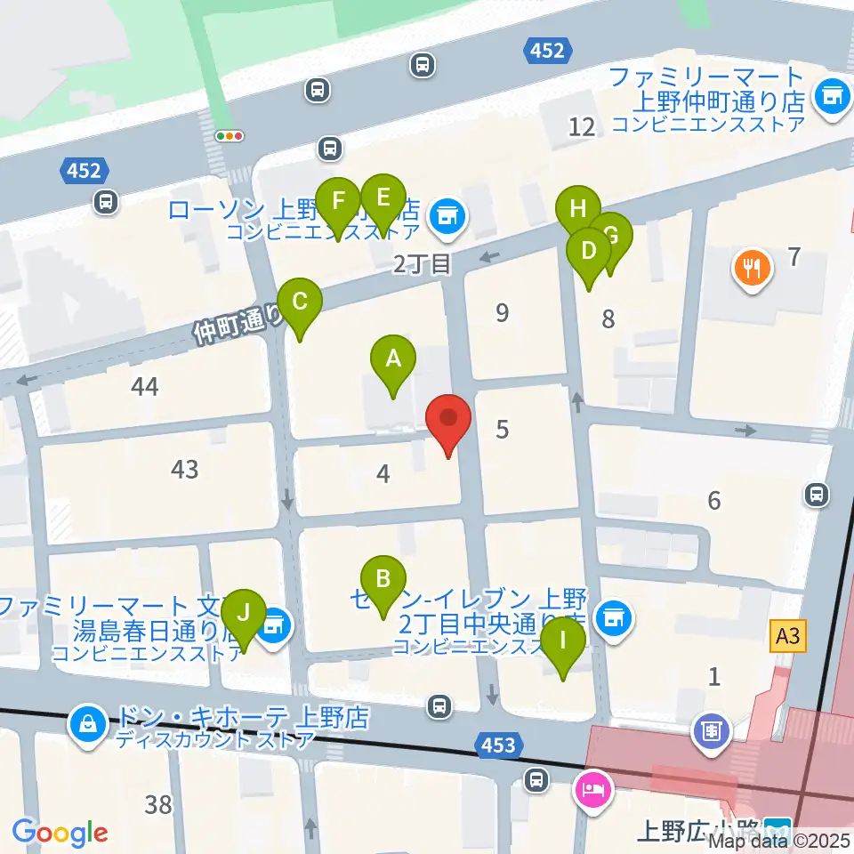 上野アリエス周辺のホテル一覧地図