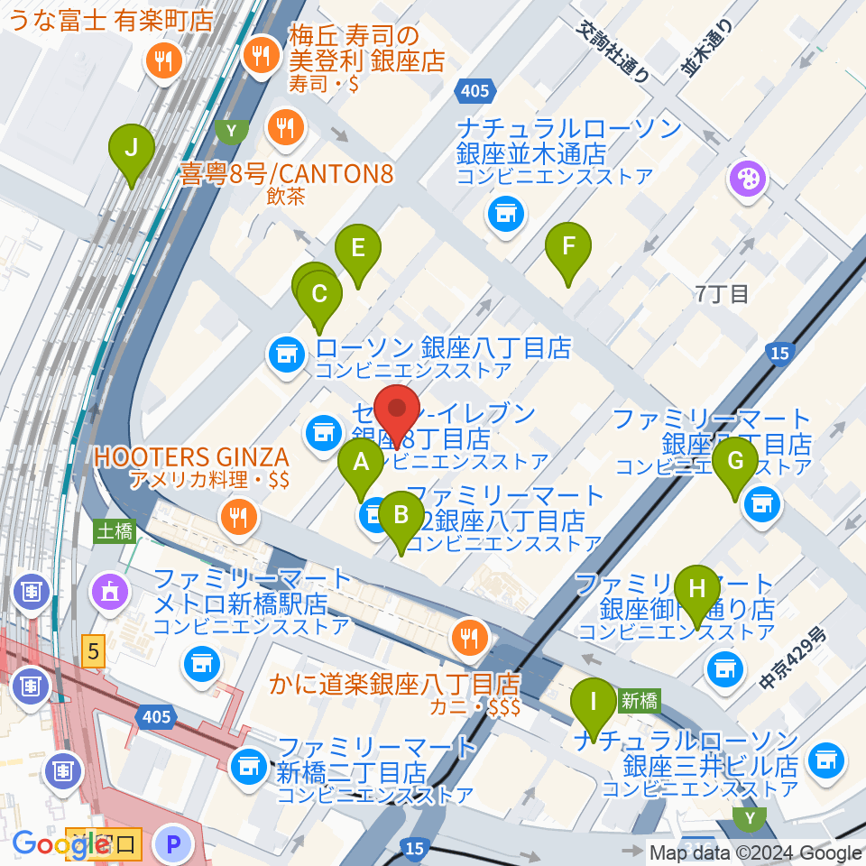 銀座シグナス周辺のホテル一覧地図