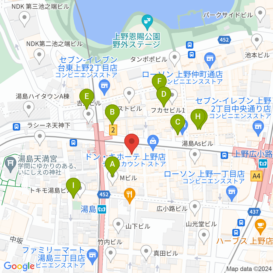 湯島カスター周辺のホテル一覧地図