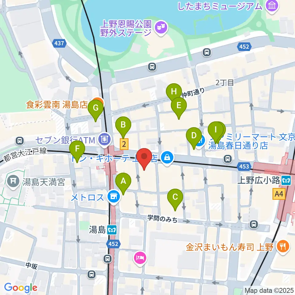 湯島カスター周辺のホテル一覧地図