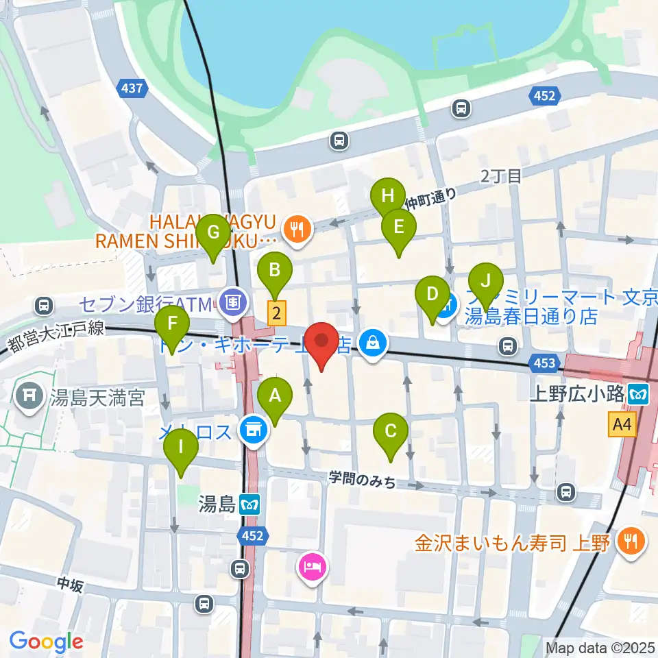湯島カスター周辺のホテル一覧地図
