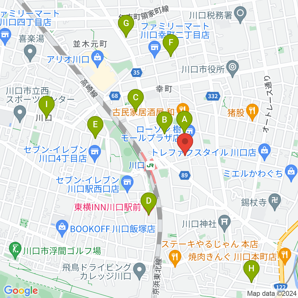 川口ショックオン周辺のホテル一覧地図