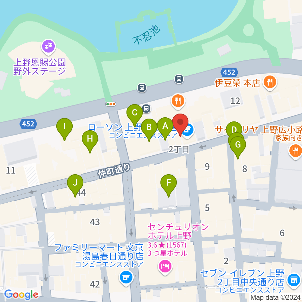 上野ANTON STUDIO周辺のホテル一覧地図