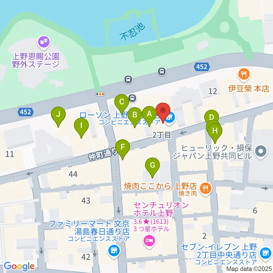 上野ANTON STUDIO周辺のホテル一覧地図