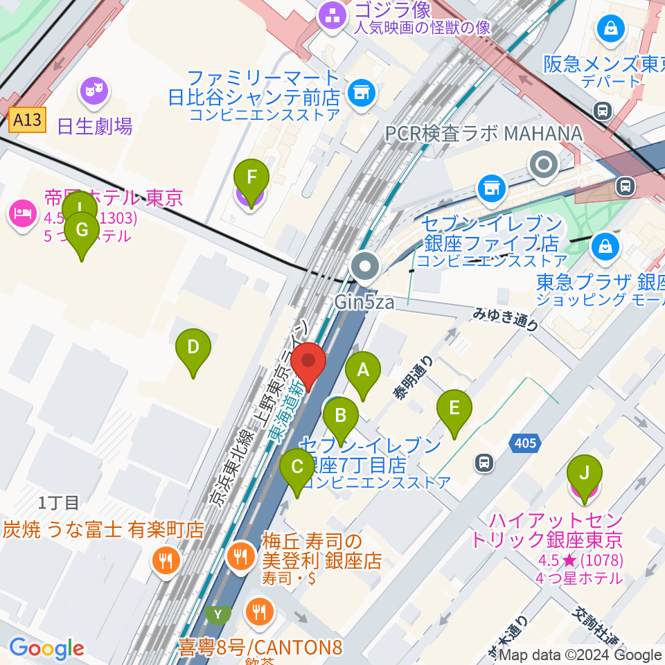 ケネディハウス銀座周辺のホテル一覧地図