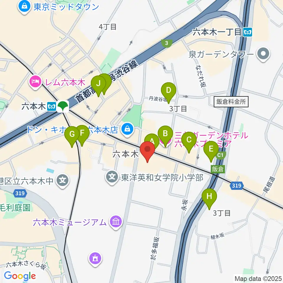 アビーロード六本木周辺のホテル一覧地図