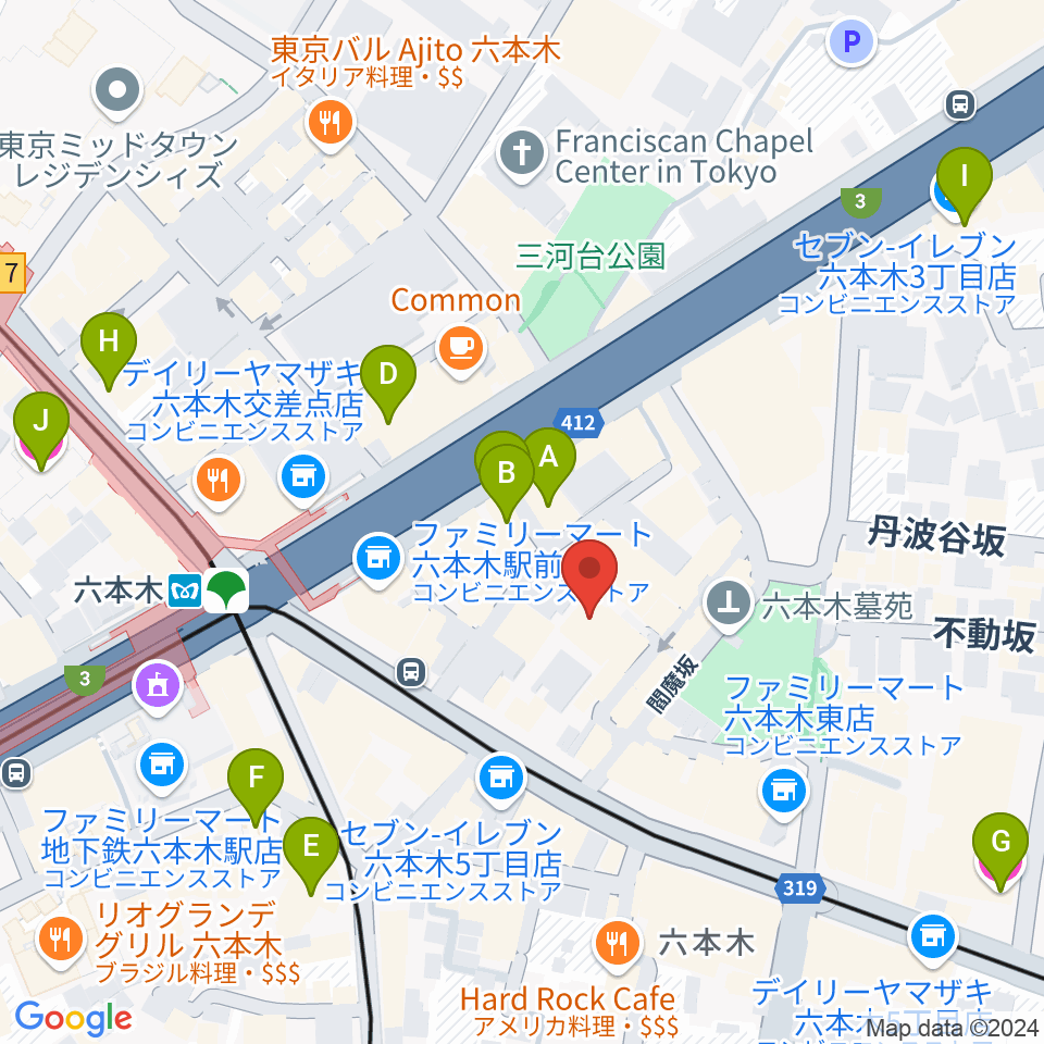 六本木バードランド周辺のホテル一覧地図