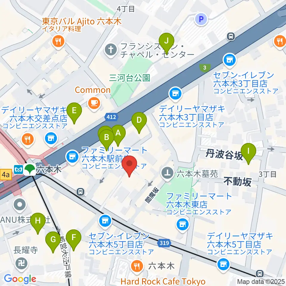 六本木バードランド周辺のホテル一覧地図