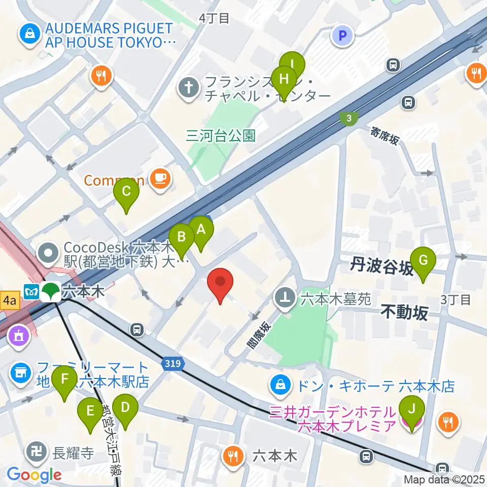六本木バードランド周辺のホテル一覧地図