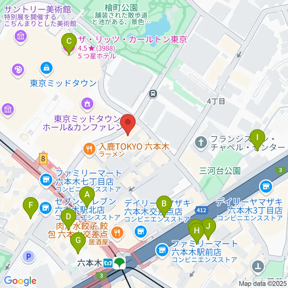 六本木ライブハウスZ周辺のホテル一覧地図