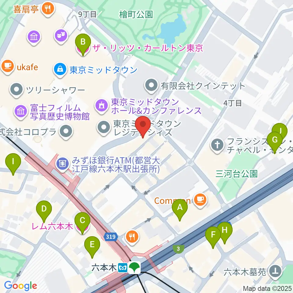 六本木ライブハウスＺ周辺のホテル一覧地図