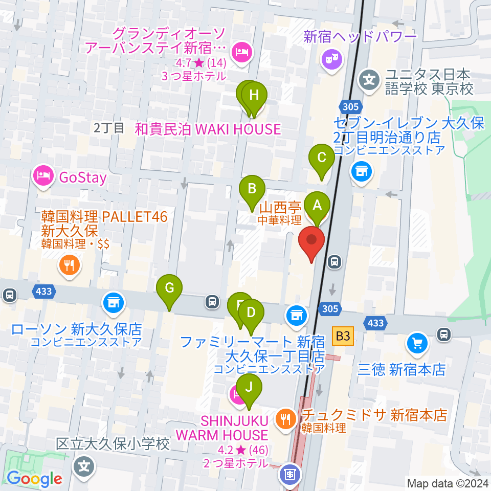 真昼の月・夜の太陽周辺のホテル一覧地図