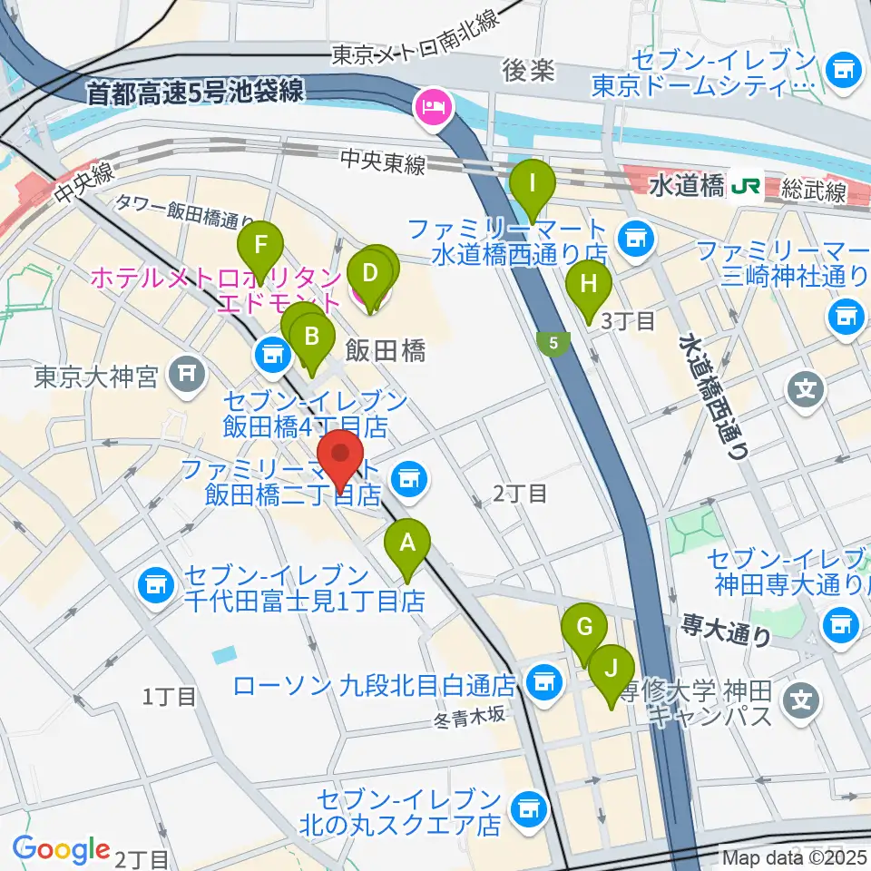 飯田橋スペースウィズ周辺のホテル一覧地図