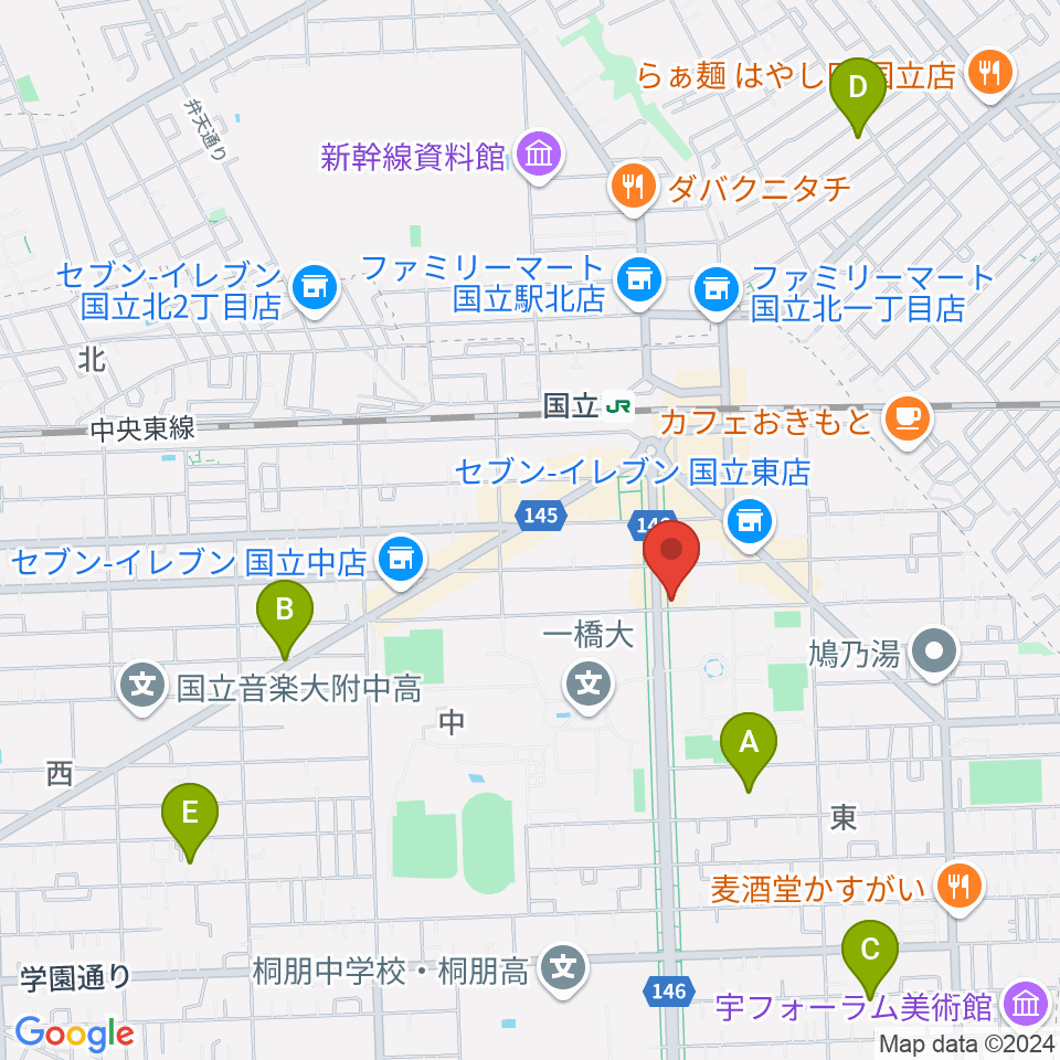 国立 地球屋周辺のホテル一覧地図