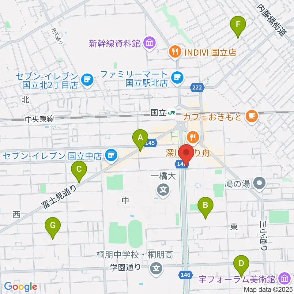 国立 地球屋周辺のホテル一覧地図