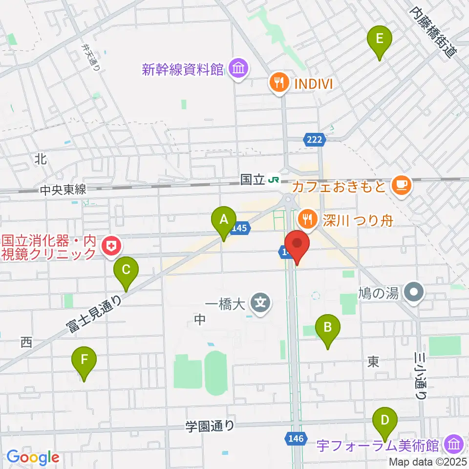 国立 地球屋周辺のホテル一覧地図