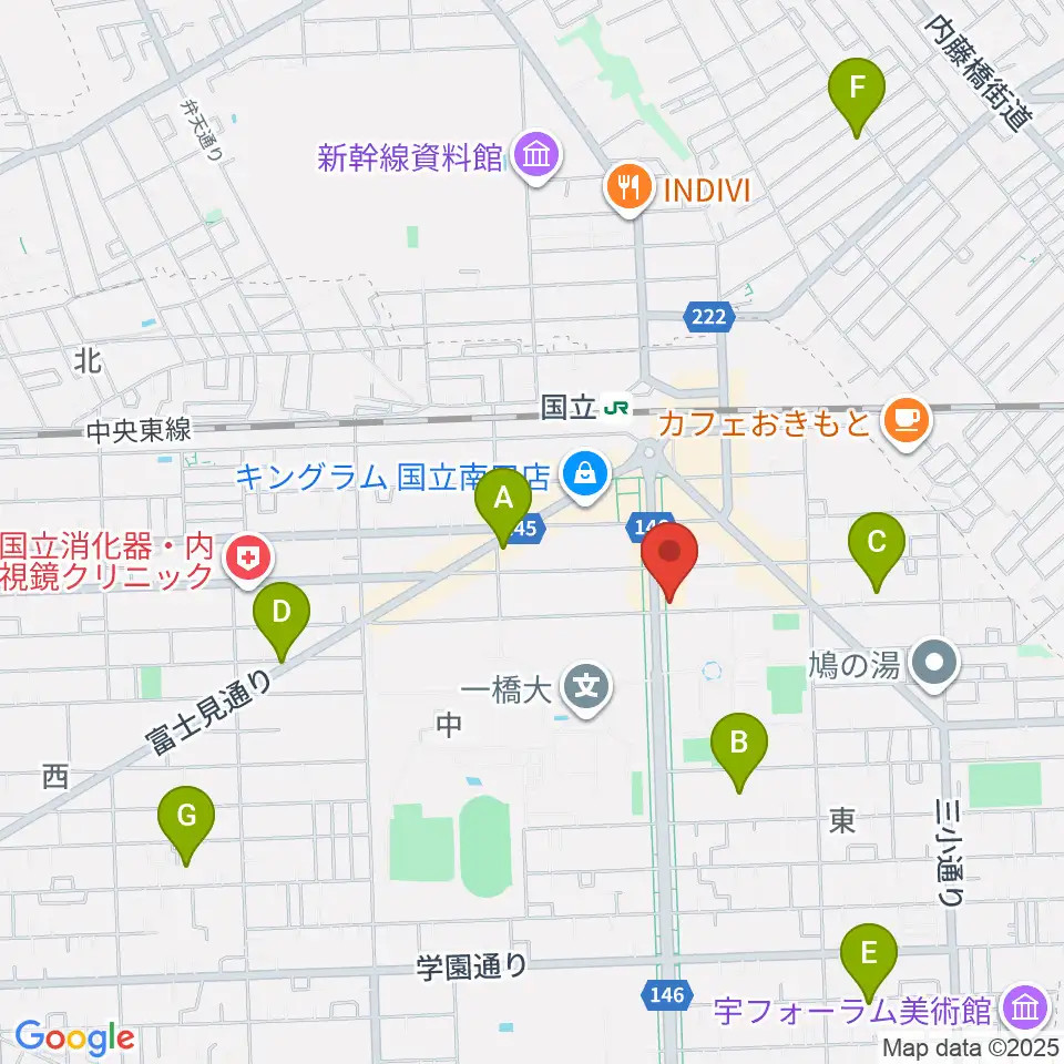 国立 地球屋周辺のホテル一覧地図