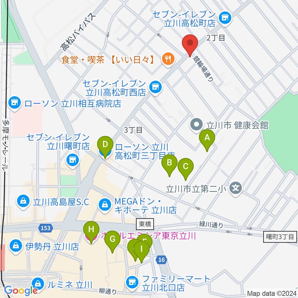 立川CRAZY JAM周辺のホテル一覧地図