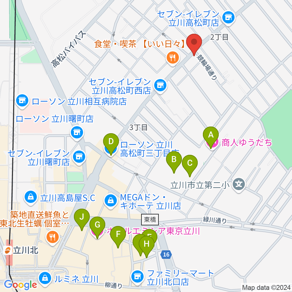 立川CRAZY JAM周辺のホテル一覧地図