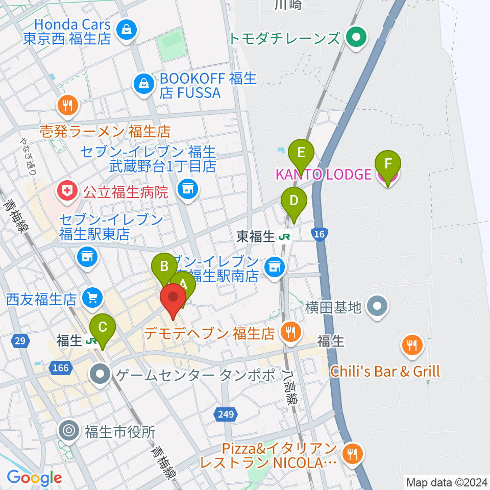 福生チキンシャック周辺のホテル一覧地図