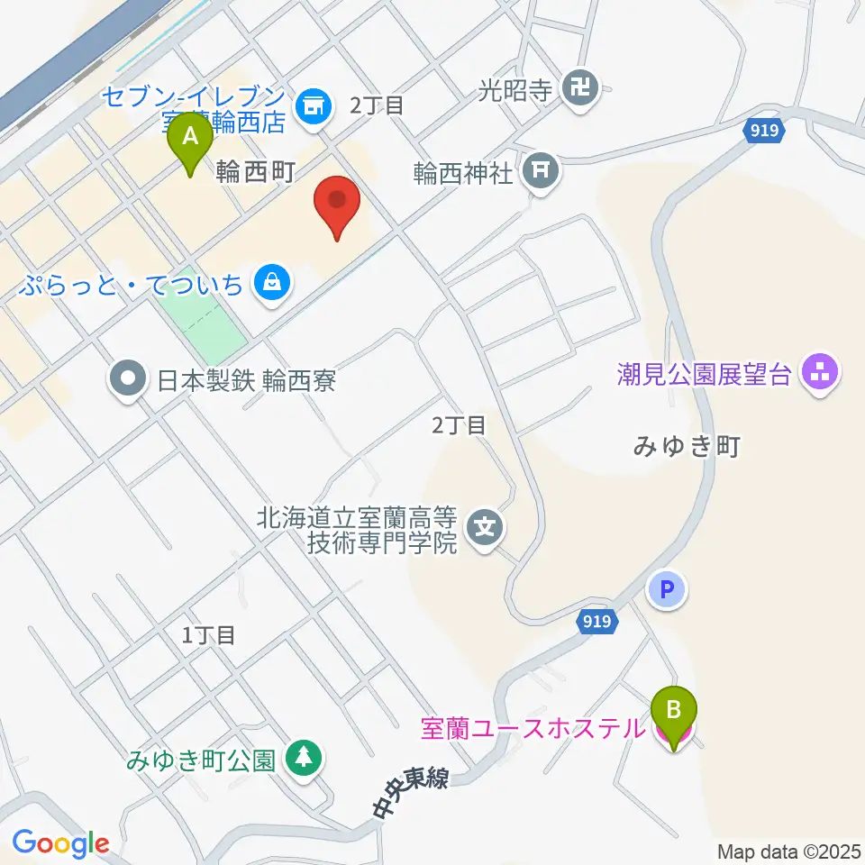 わにホール室蘭市市民会館周辺のホテル一覧地図