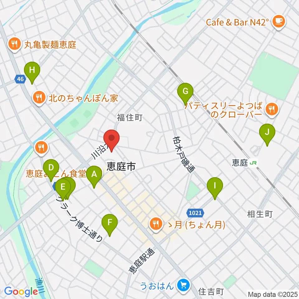 恵庭市民会館周辺のホテル一覧地図