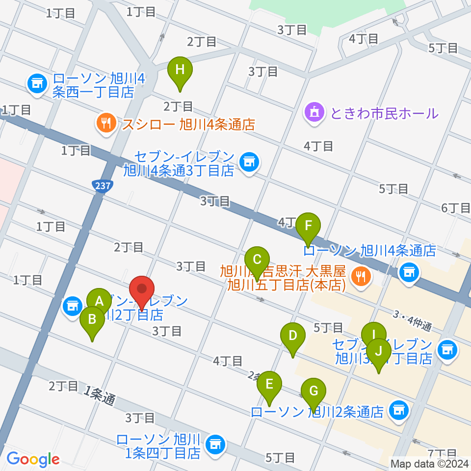 旭川アーリータイムズ周辺のホテル一覧地図