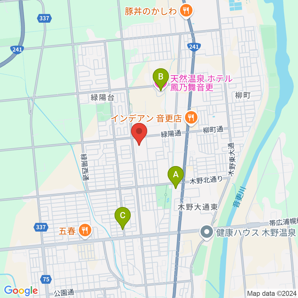 音更町文化センター周辺のホテル一覧地図