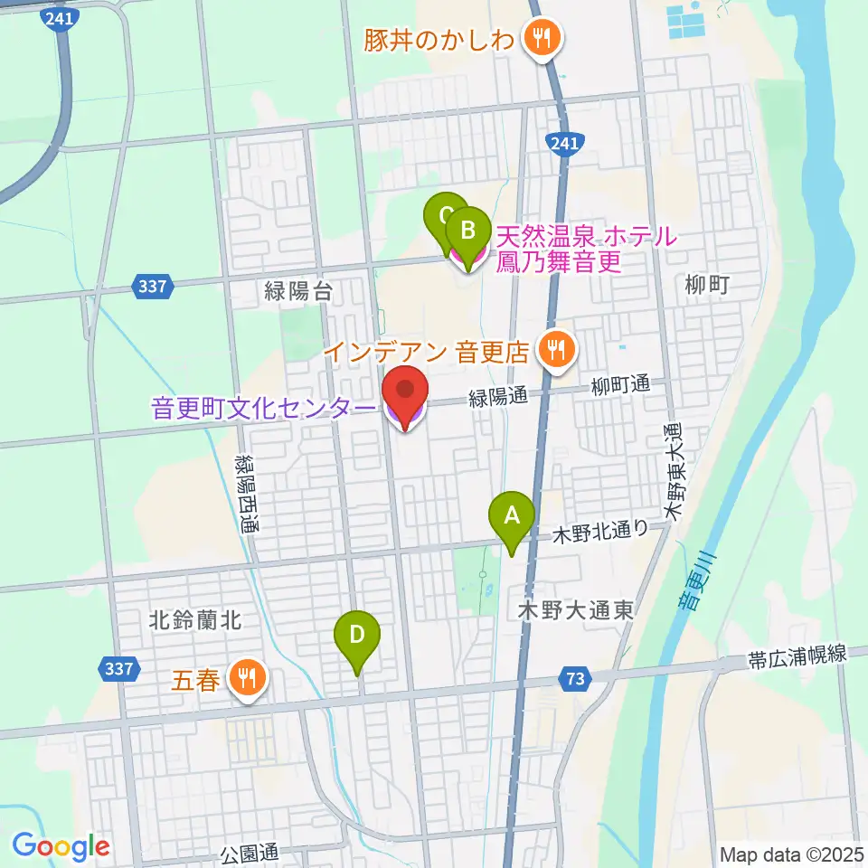 音更町文化センター周辺のホテル一覧地図