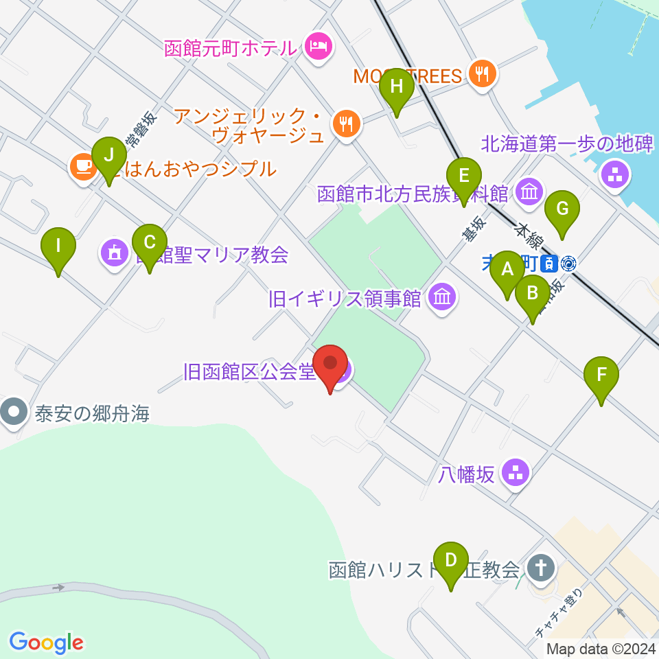 旧函館区公会堂周辺のホテル一覧地図