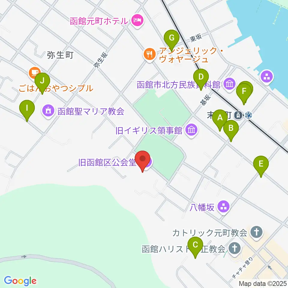 旧函館区公会堂周辺のホテル一覧地図