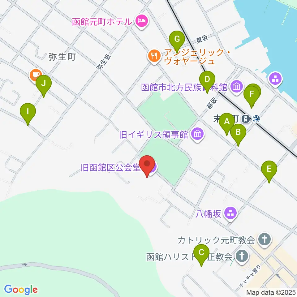 旧函館区公会堂周辺のホテル一覧地図