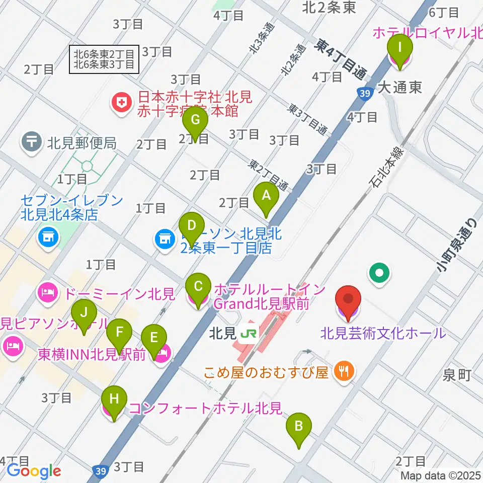 NiCC芸術文化ホール周辺のホテル一覧地図