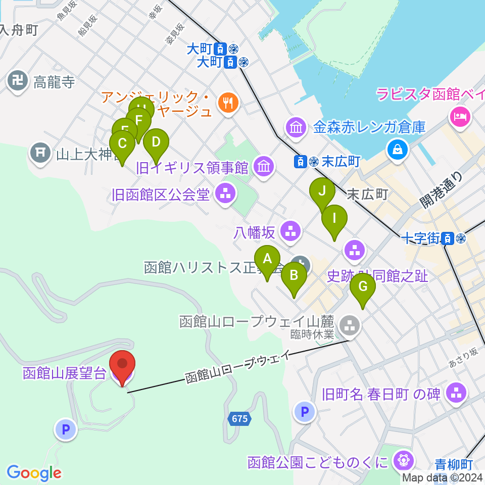 函館山クレモナホール周辺のホテル一覧地図