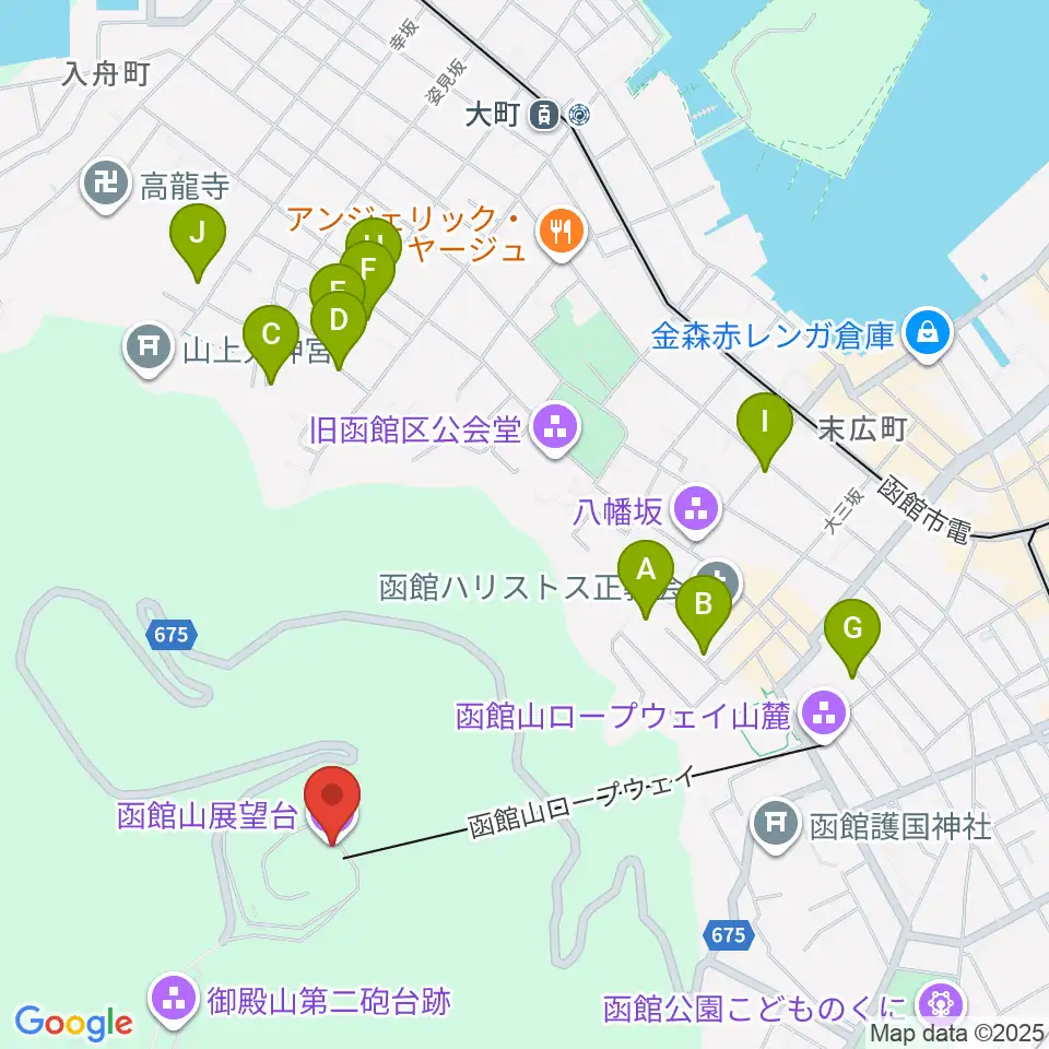函館山クレモナホール周辺のホテル一覧地図