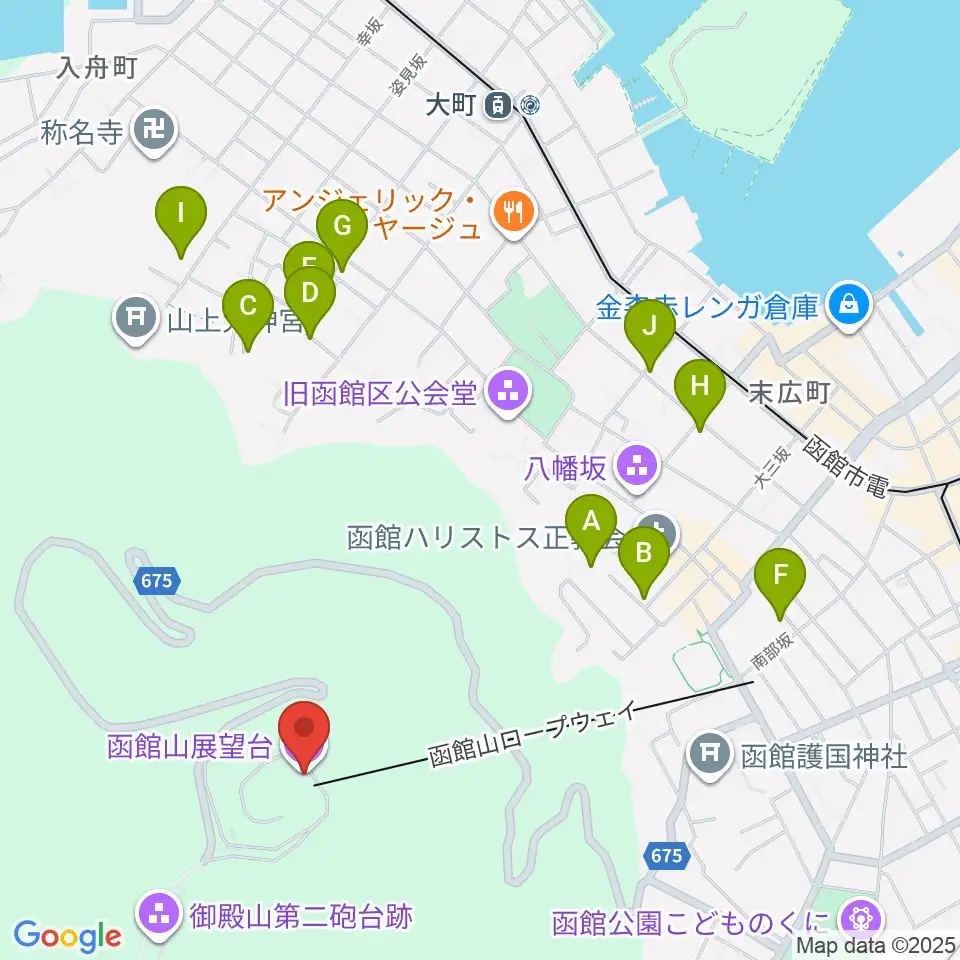函館山クレモナホール周辺のホテル一覧地図